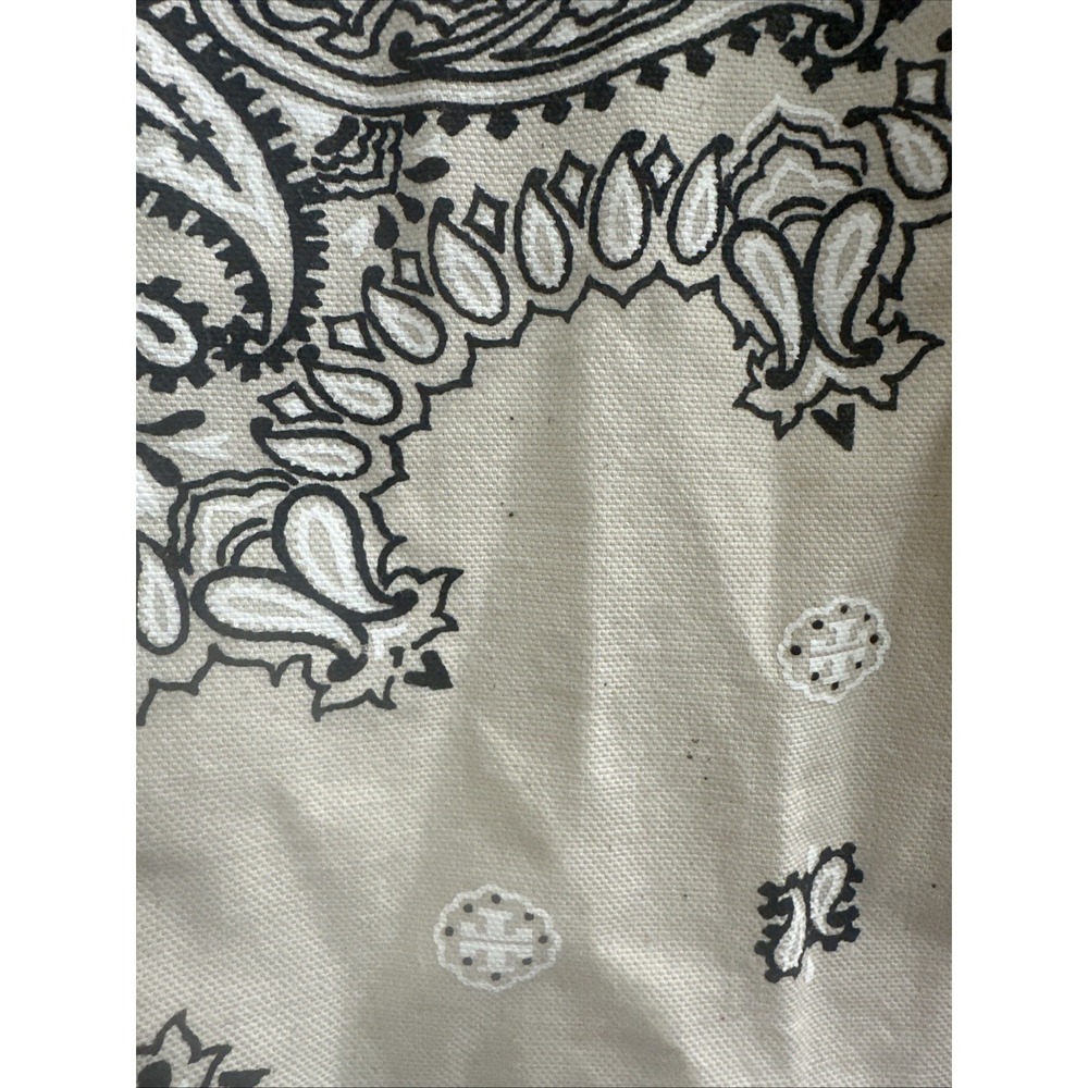 Tory Burch Size 27 Paisley Logo Raw Edge Boot Denim Pant Ivory Americana Bandana - Picture 4 of 15
